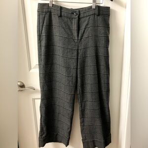 8P LOFT Petite Straight Leg Ankle Crop Grey Houndstooth Suit Pants